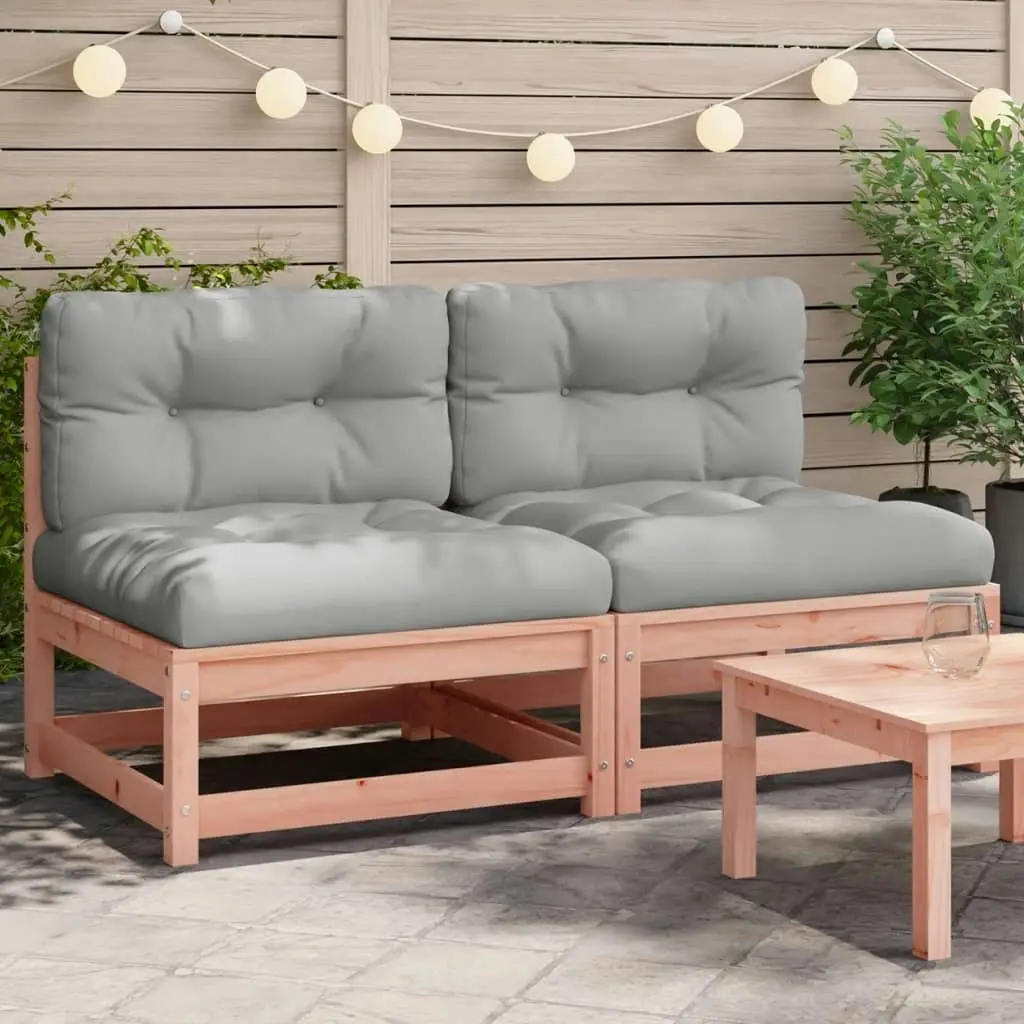 Garden Sofas Armless with Cushions 2 pcs Solid Wood Douglas 838091