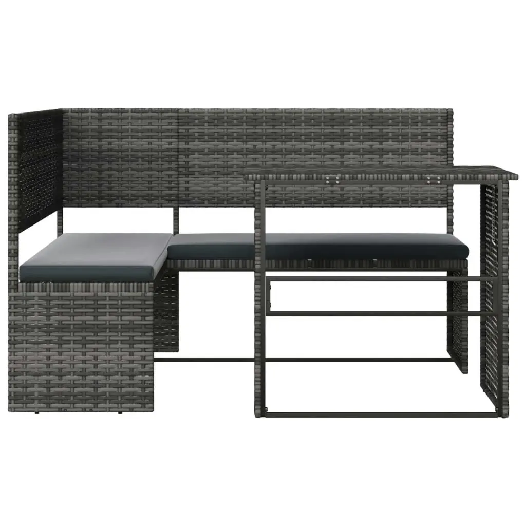 Garden Sofa with Table and Cushions L-Shaped Grey Poly Rattan 362348