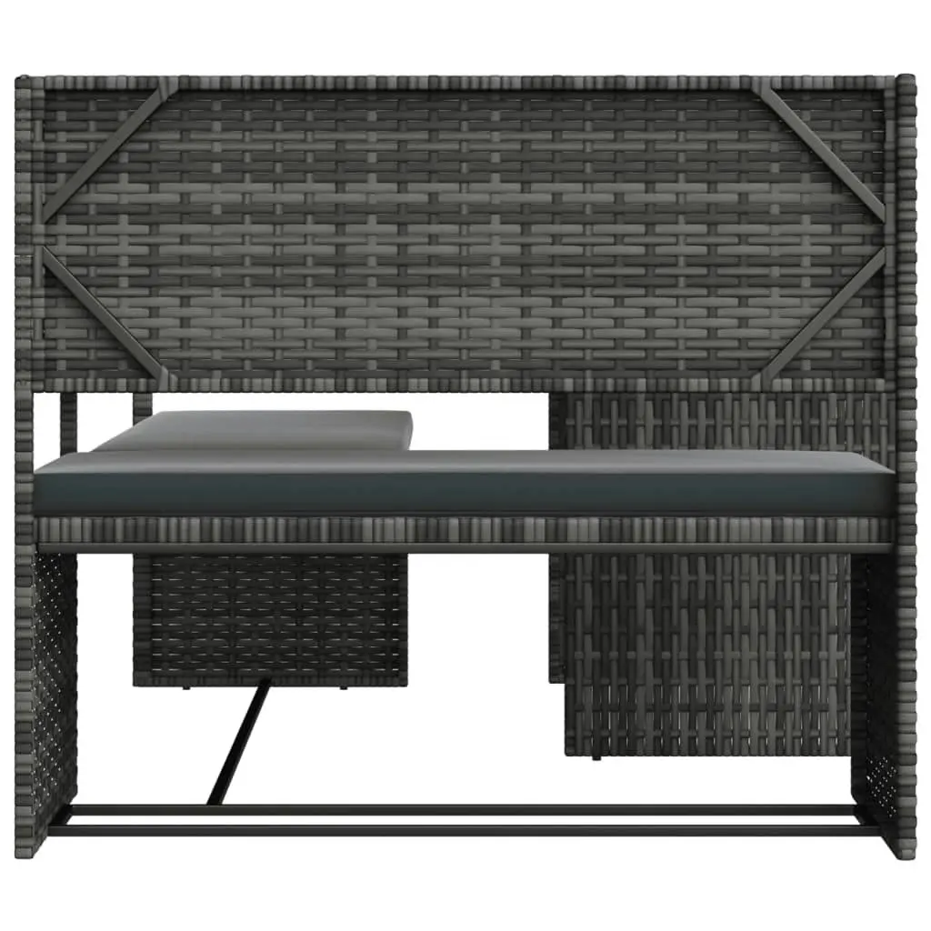 Garden Sofa with Table and Cushions L-Shaped Grey Poly Rattan 362348