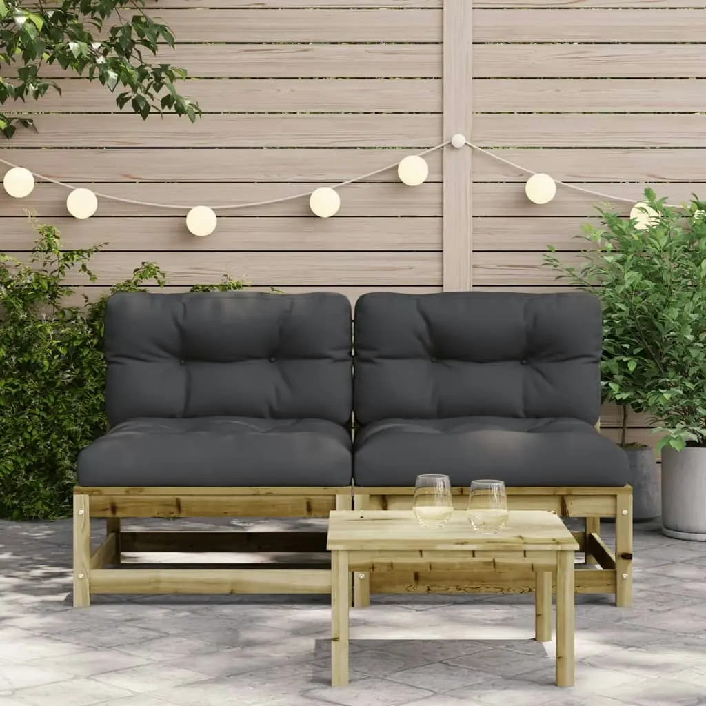 Garden Sofas Armless with Cushions 2 pcs Impregnated Wood Pine 838092