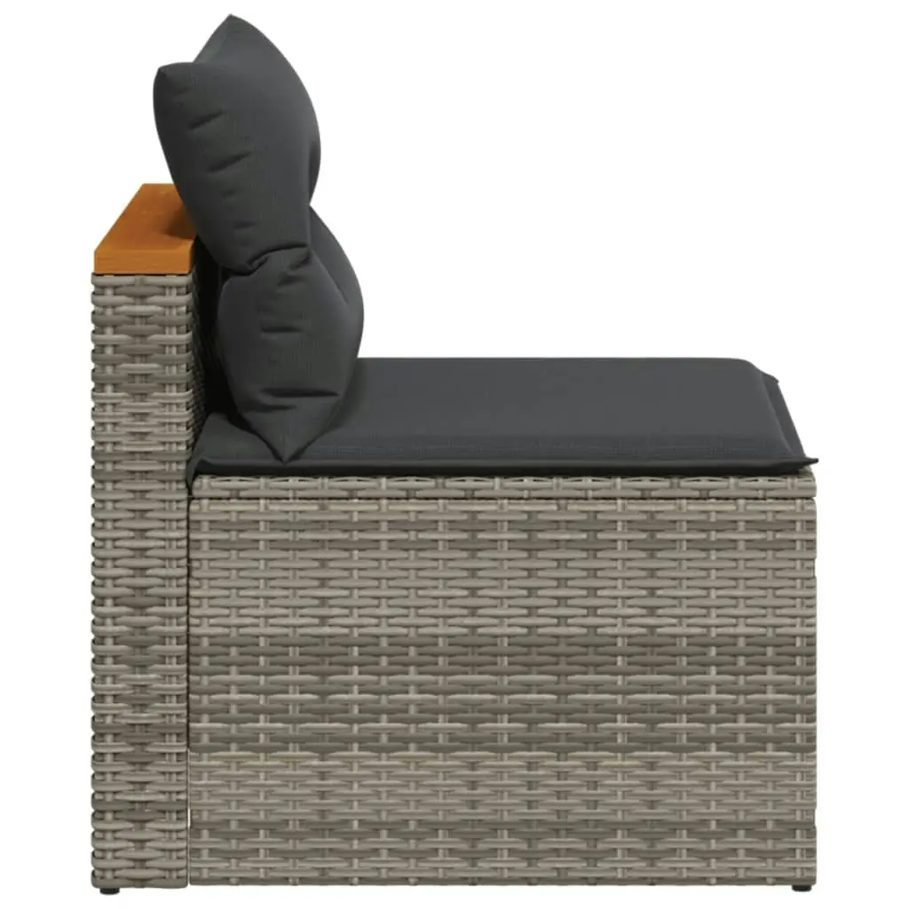 Garden Sofas Armless with Cushions 2 pcs Grey Poly Rattan 365833