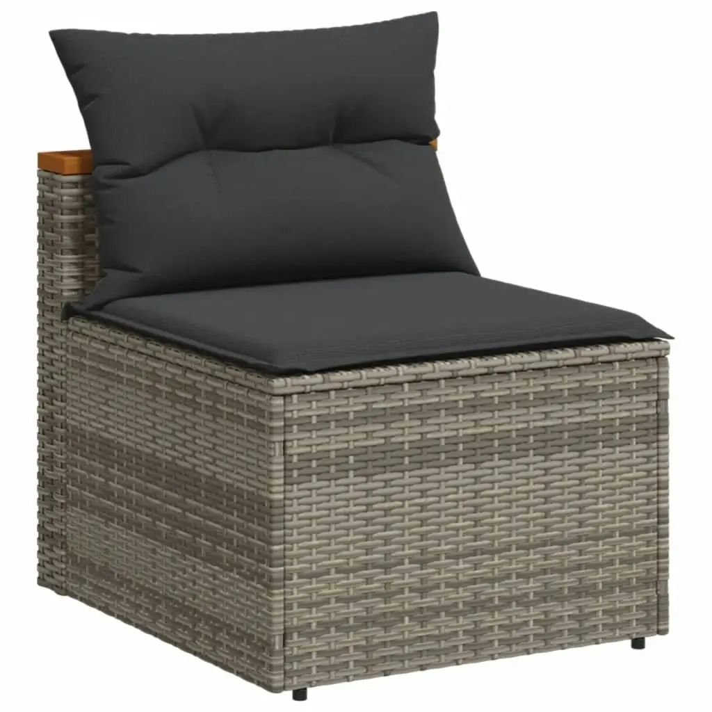 Garden Sofas Armless with Cushions 2 pcs Grey Poly Rattan 365833