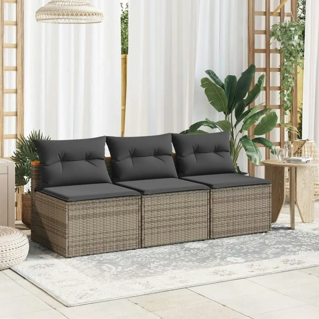 Garden Sofas Armless with Cushions 2 pcs Grey Poly Rattan 365833