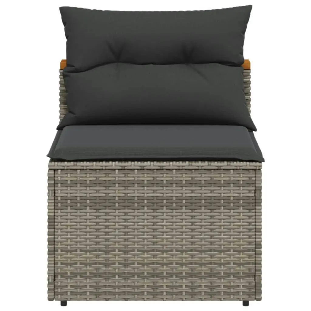 Garden Sofas Armless with Cushions 2 pcs Grey Poly Rattan 365833