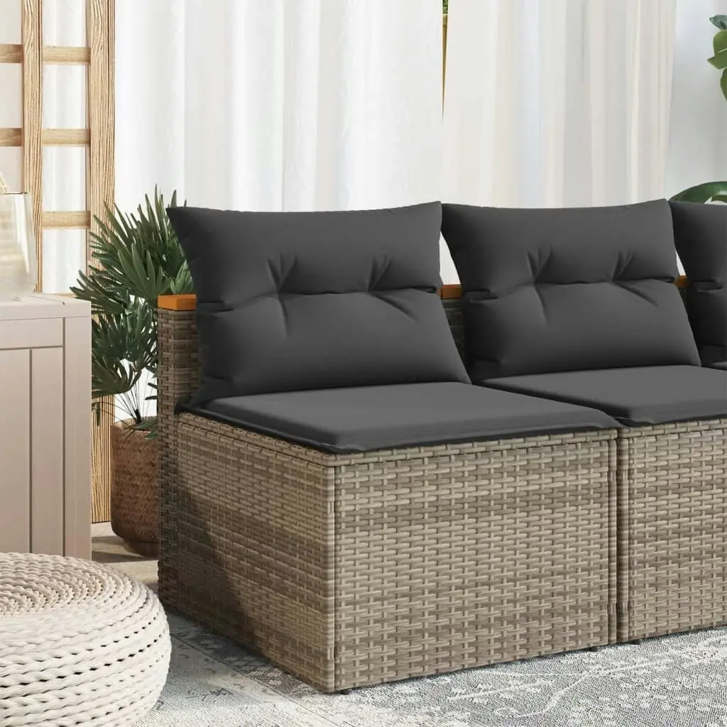 Garden Sofas Armless with Cushions 2 pcs Grey Poly Rattan 365833