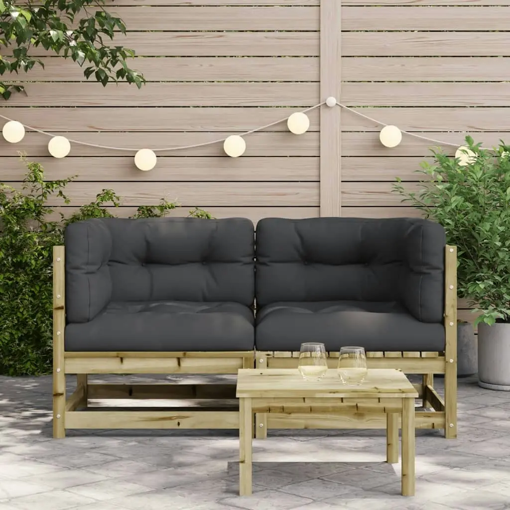 Garden Sofas Corner with Cushions 2 pcs Impregnated Wood Pine 838076