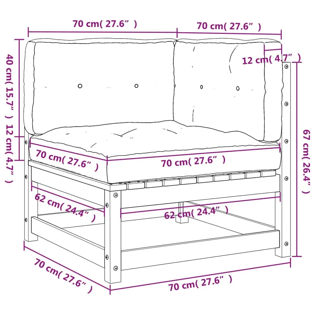 Garden Sofas Corner with Cushions 2 pcs Impregnated Wood Pine 838076