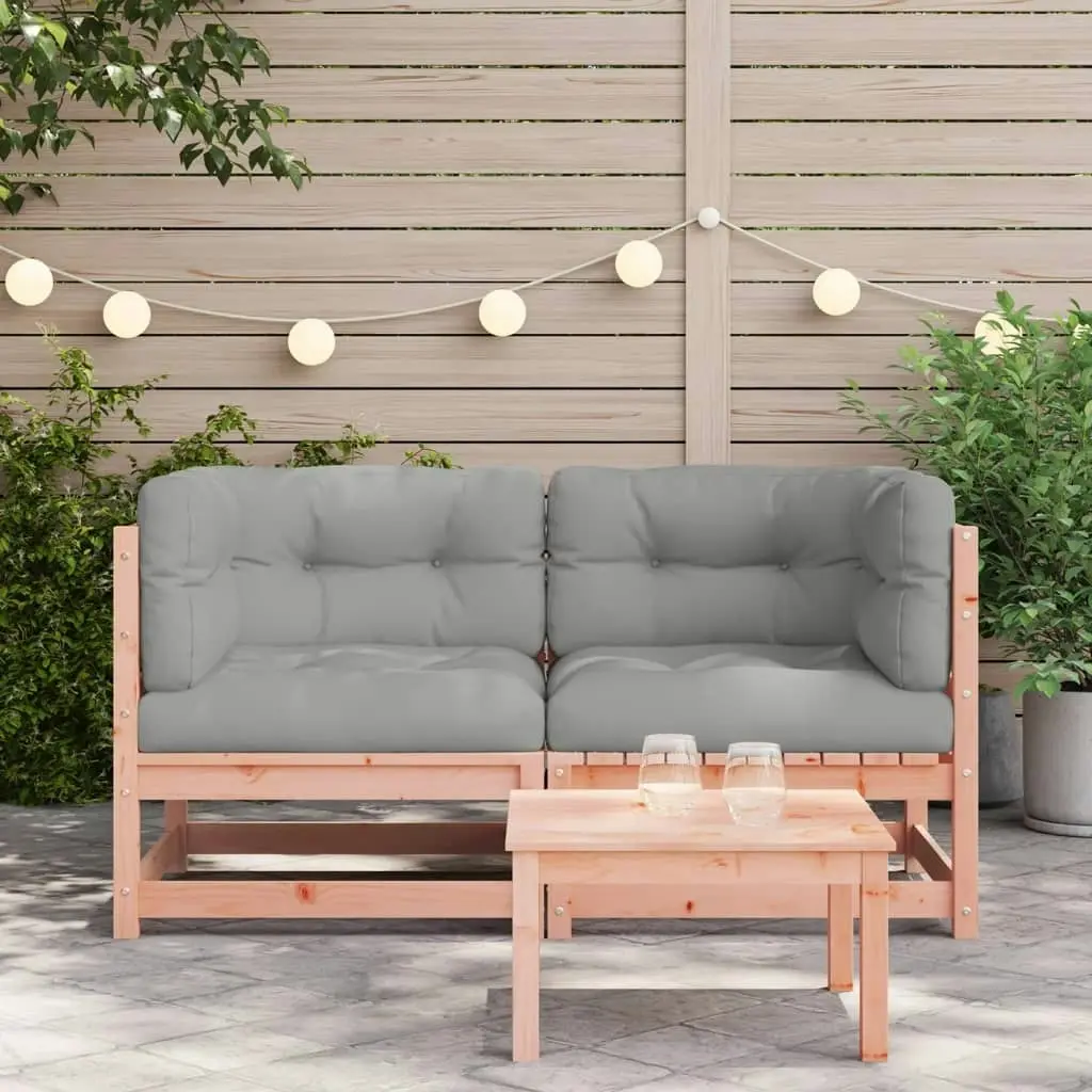 Garden Sofas Corner with Cushions 2 pcs Solid Wood Douglas 838075