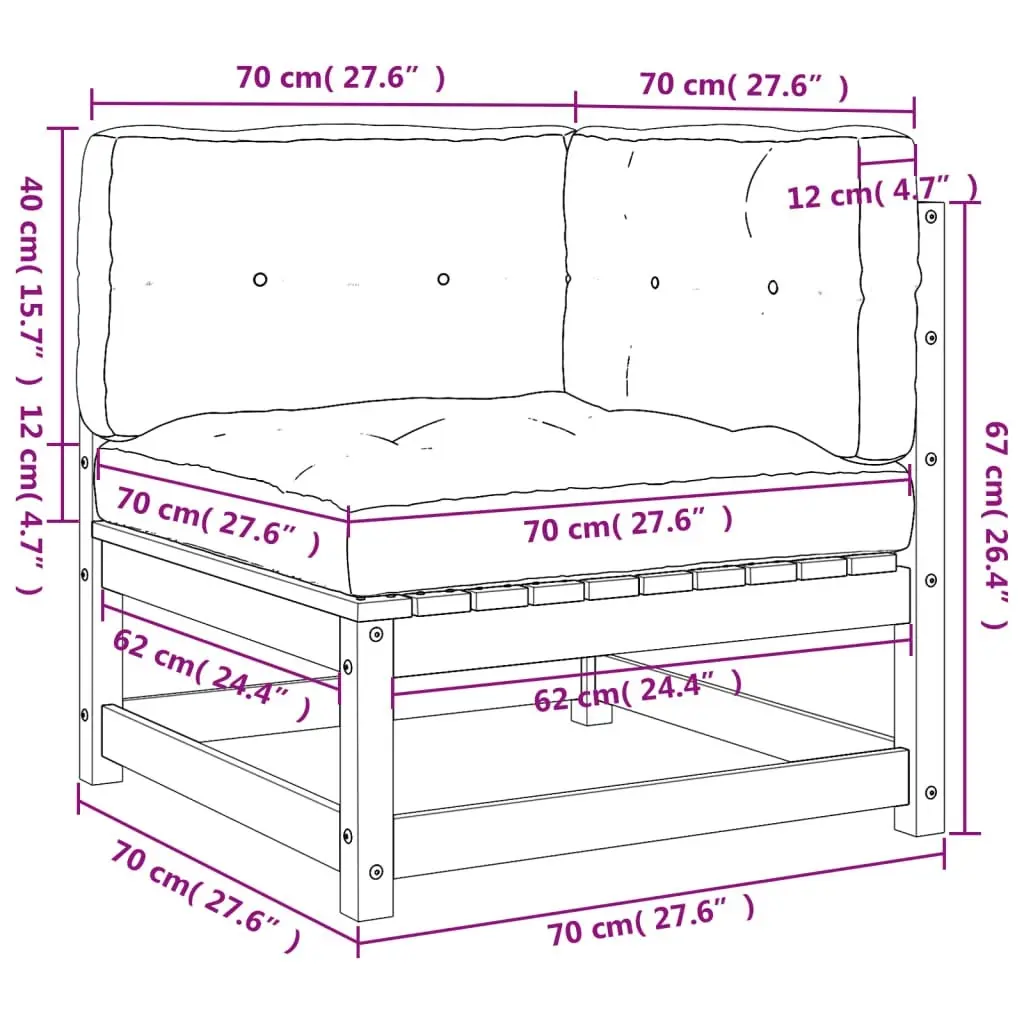 Garden Sofas Corner with Cushions 2 pcs Solid Wood Douglas 838075