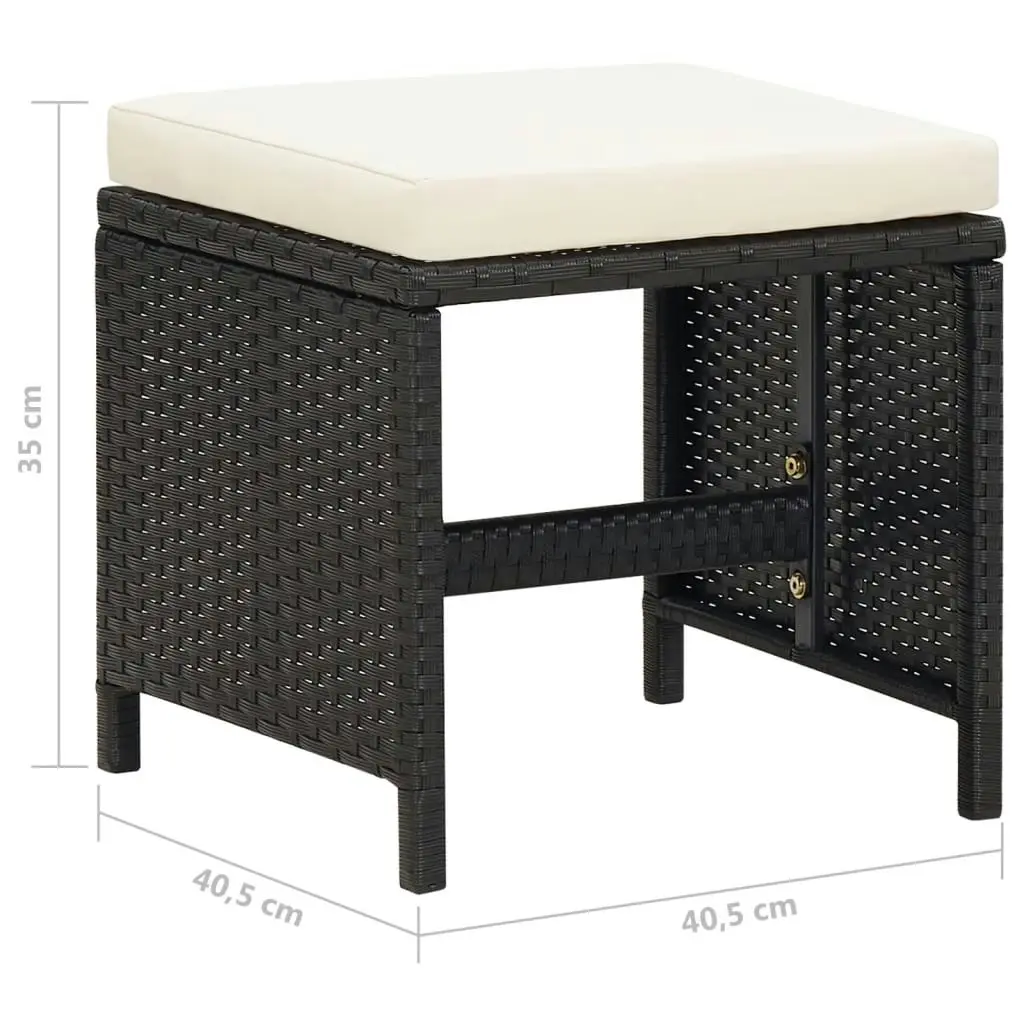 Garden Stools 4 pcs with Cushions Poly Rattan Black 316748