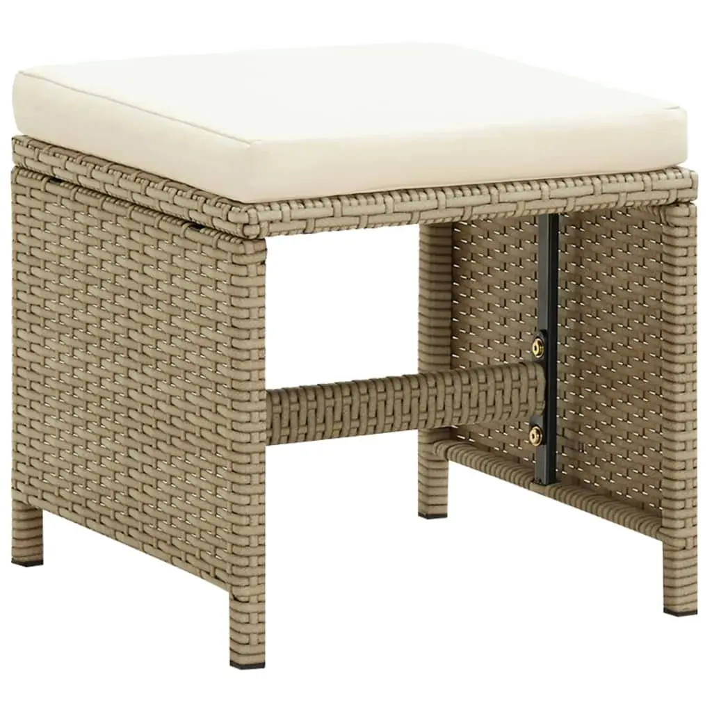 Garden Stools 4 pcs with Cushions Poly Rattan Beige 316779