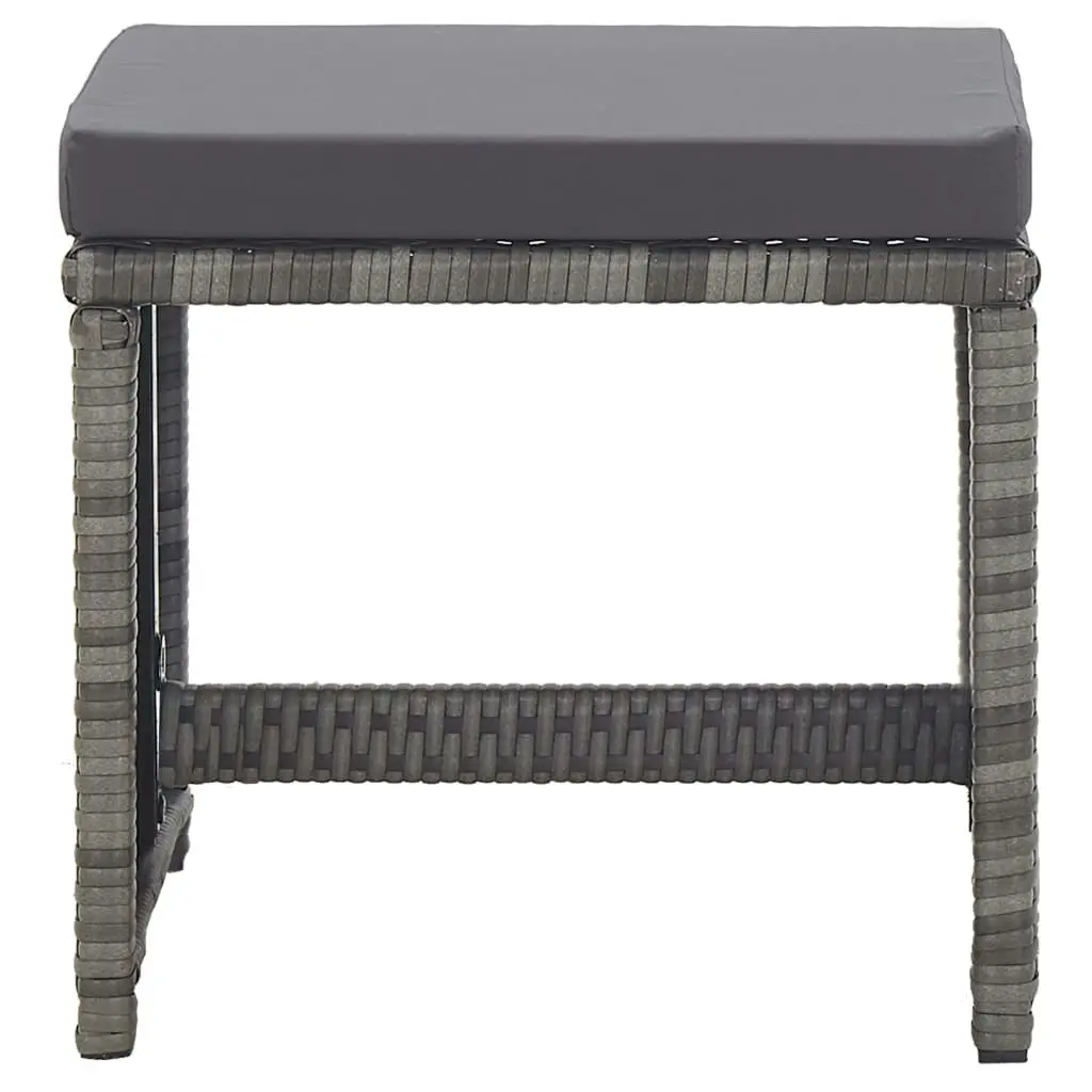 Garden Stools 2 pcs with Cushions Poly Rattan Anthracite 46419