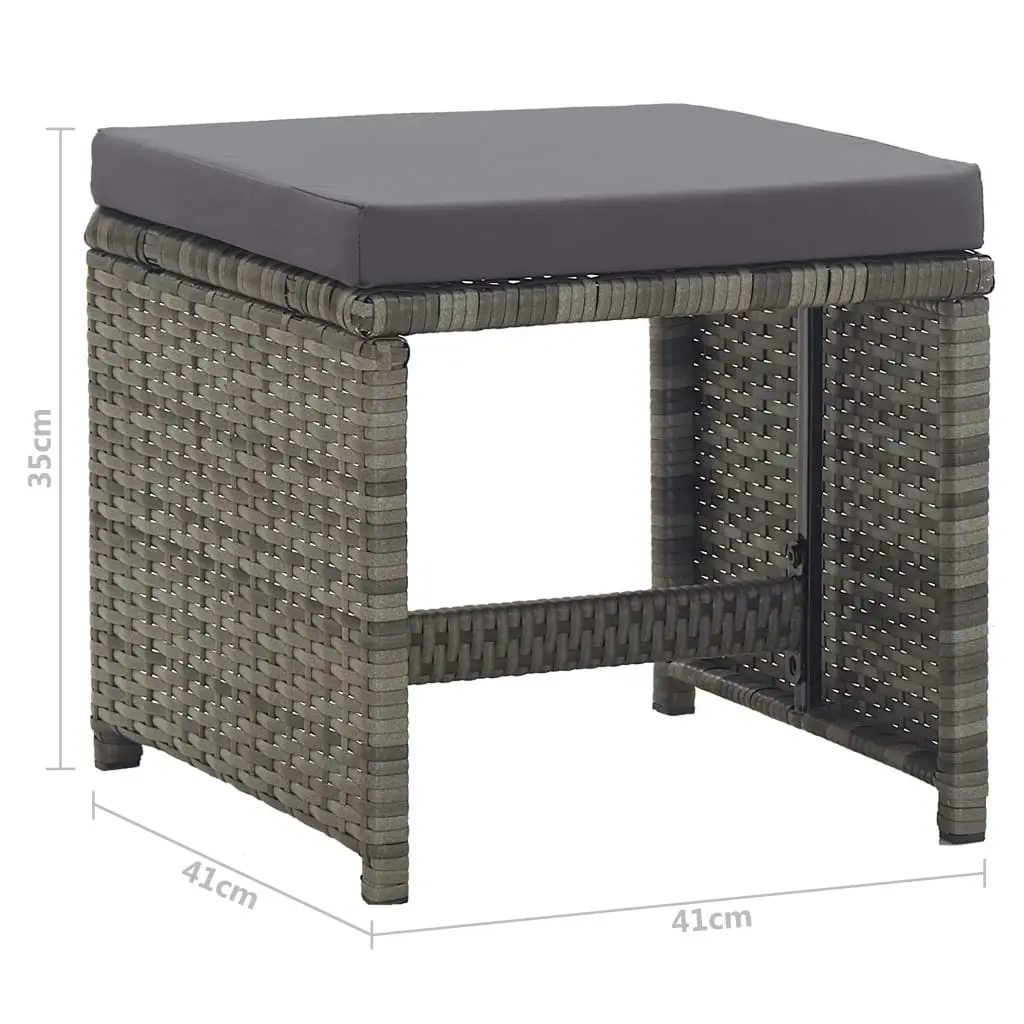 Garden Stools 2 pcs with Cushions Poly Rattan Anthracite 46419