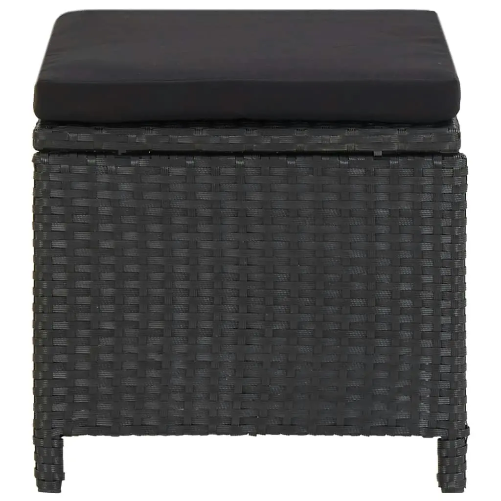 Garden Stools with Cushions 2 pcs Poly Rattan Black 316758