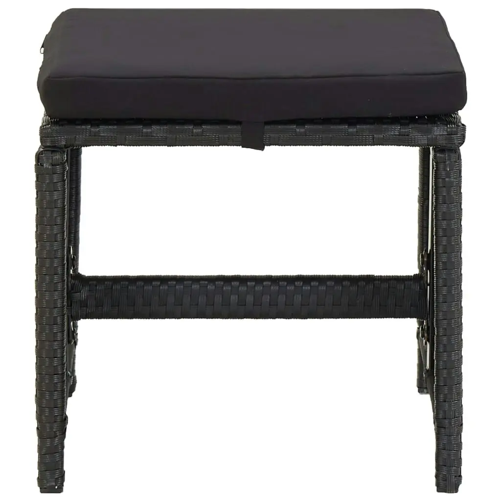 Garden Stools with Cushions 2 pcs Poly Rattan Black 316758