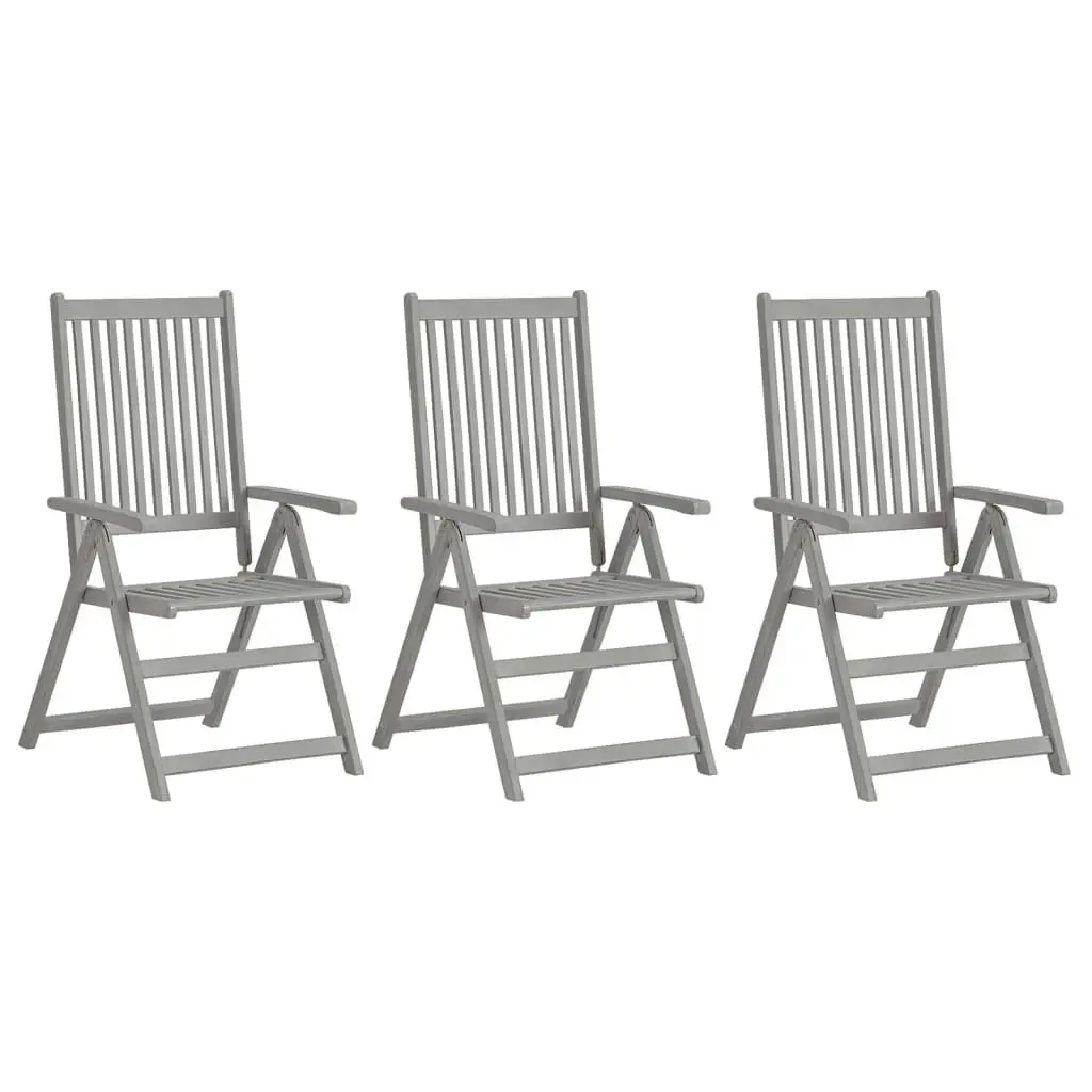 Garden Reclining Chairs 3 pcs with Cushions Solid Acacia Wood 3064728