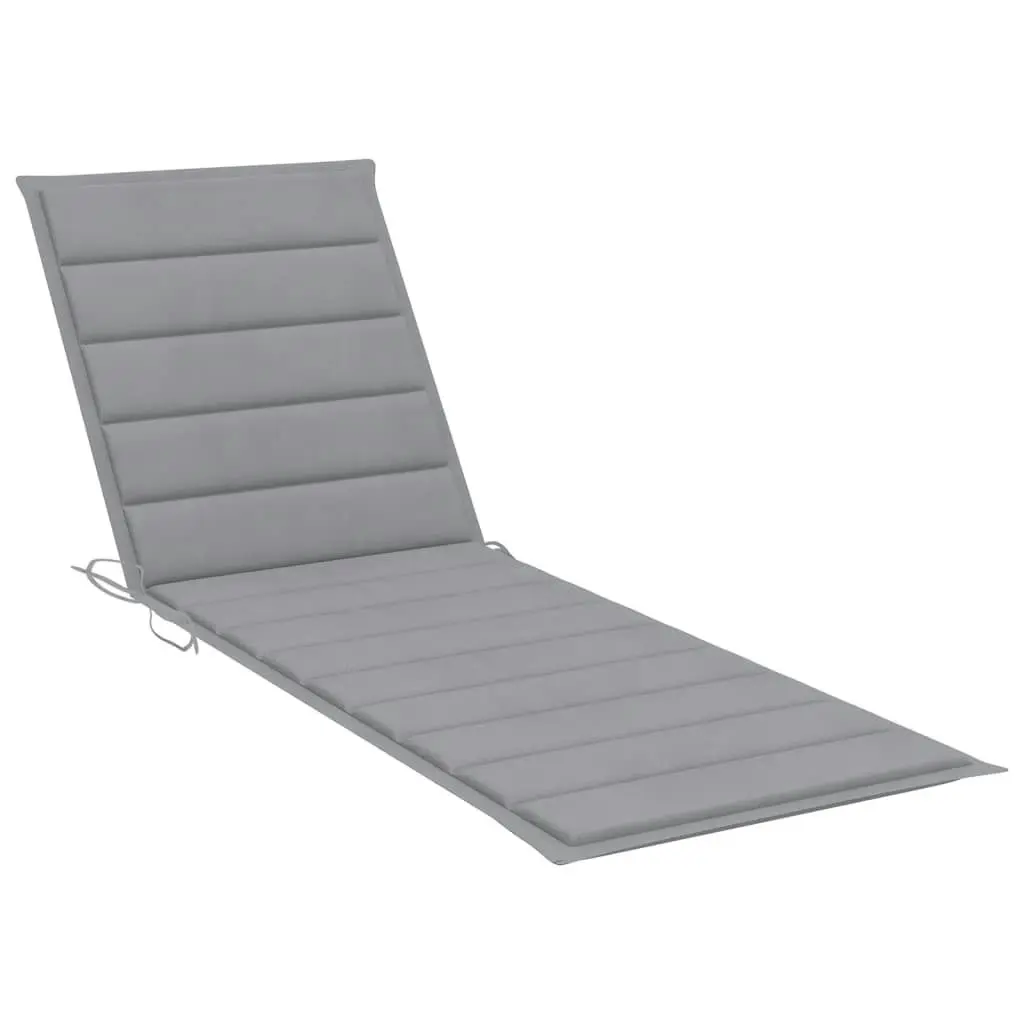 Garden Sun Lounger with Cushion Grey Solid Acacia Wood 3061360