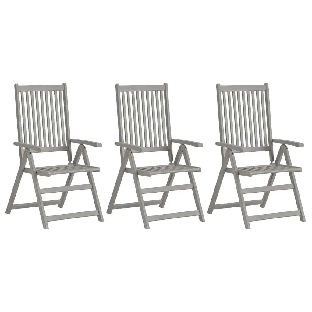 Garden Reclining Chairs 3 pcs with Cushions Solid Acacia Wood 3064735