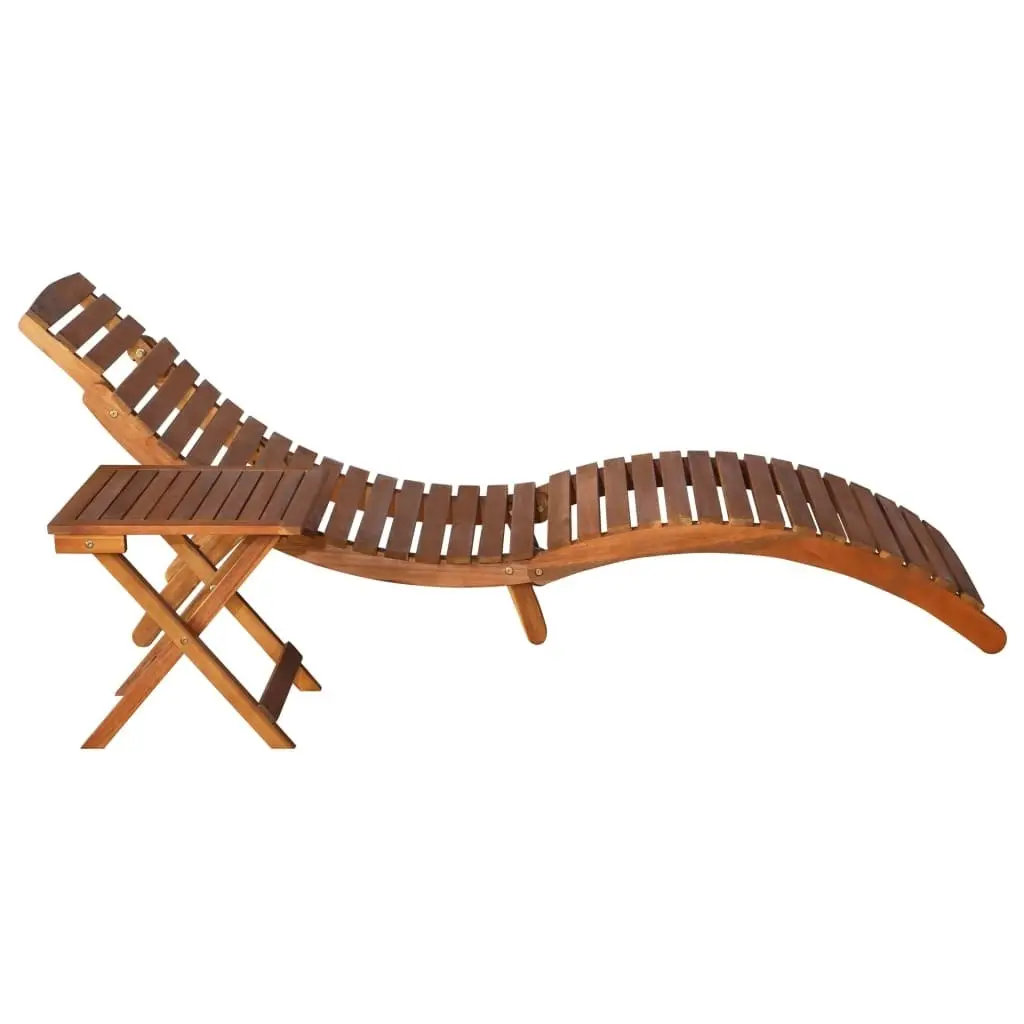 Garden Sun Lounger with Table and Cushion Solid Wood Acacia 3061594