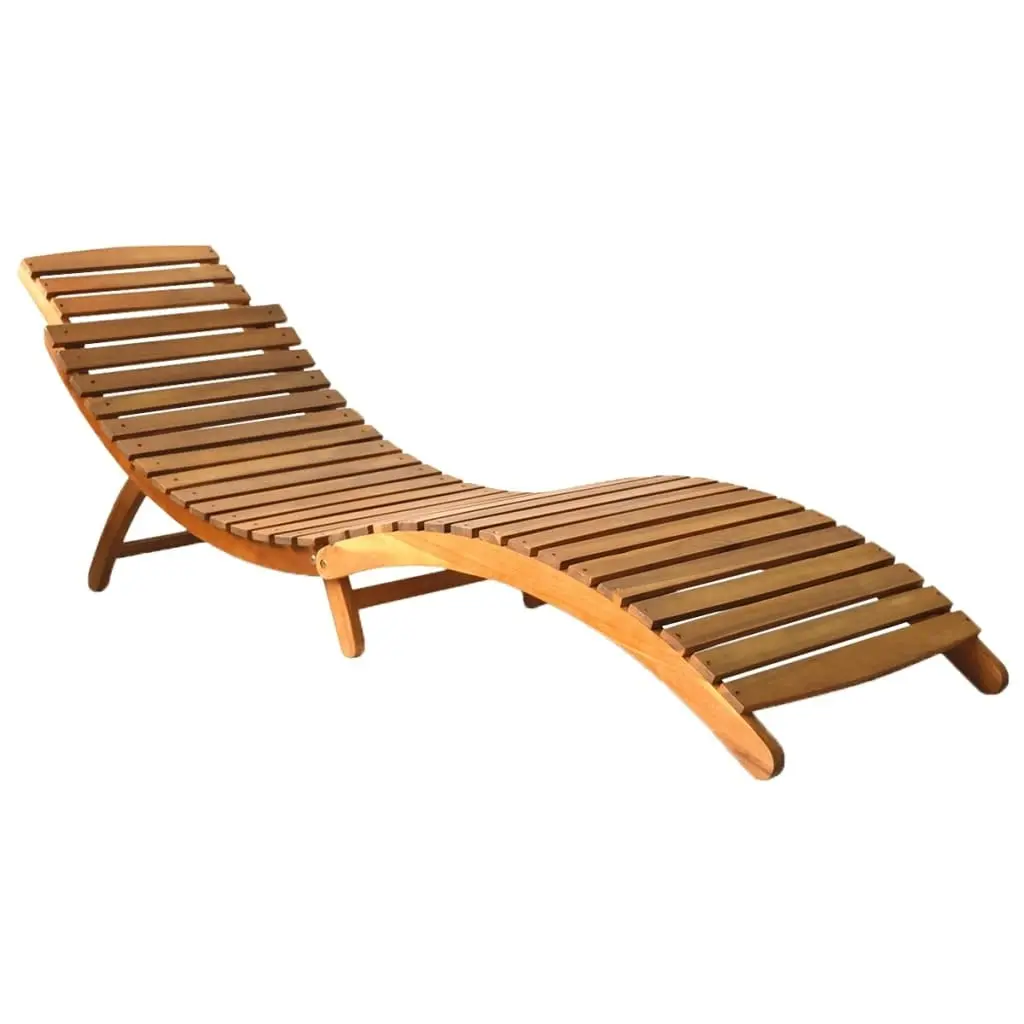 Garden Sun Lounger with Cushion Solid Acacia Wood 3061583