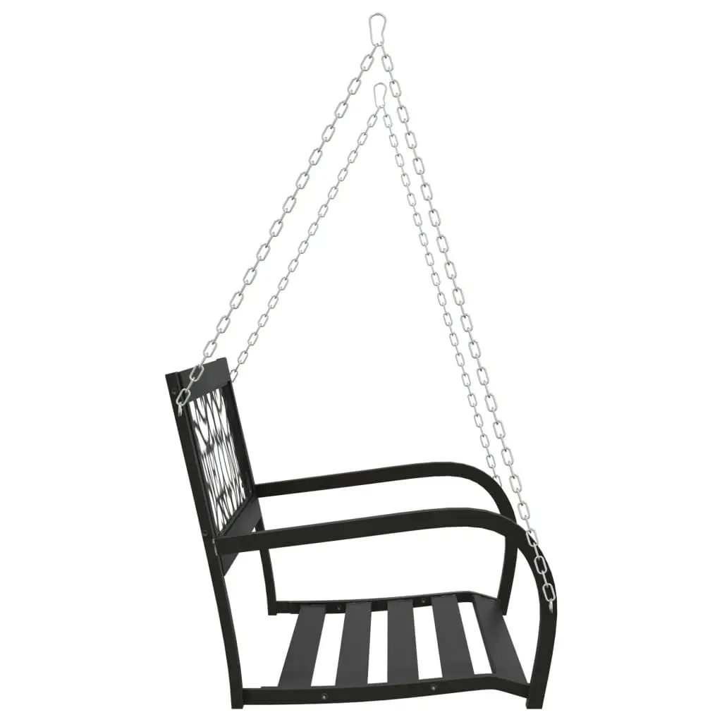 Garden Swing Bench 125 cm Steel and Plastic Black 317143