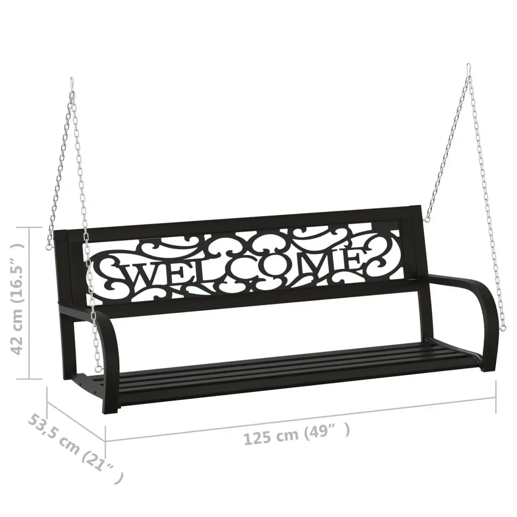 Garden Swing Bench 125 cm Steel and Plastic Black 317143