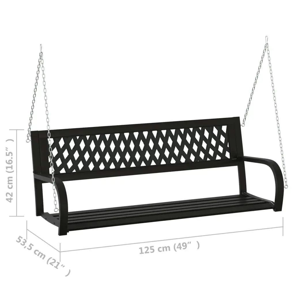 Garden Swing Bench 125 cm Steel and Plastic Black 317144