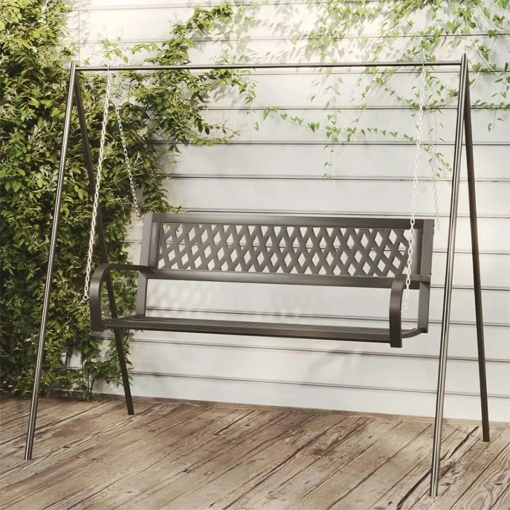 Garden Swing Bench 125 cm Steel and Plastic Black 317144