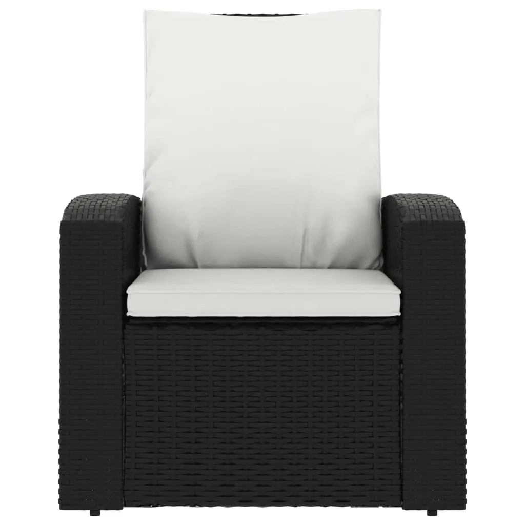 Garden Reclining Chair with Cushions Black Poly Rattan 364105