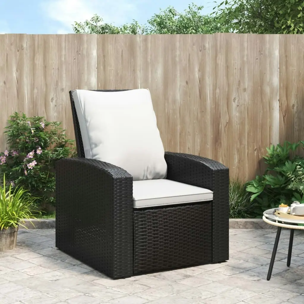 Garden Reclining Chair with Cushions Black Poly Rattan 364105