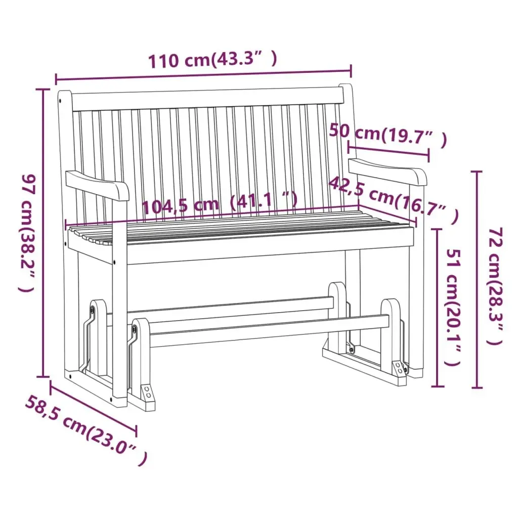 Garden Swing Bench 110 cm Solid Acacia Wood 316608