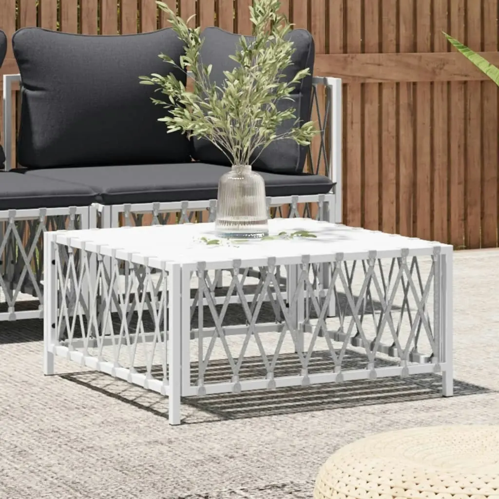 Garden Table White 70x70x34 cm Woven Fabric 364141