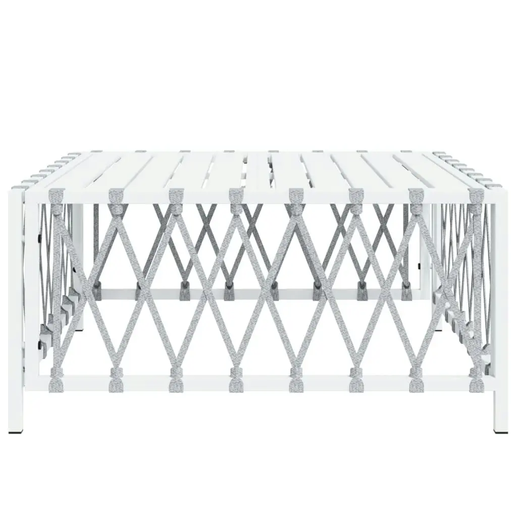 Garden Table White 70x70x34 cm Woven Fabric 364141