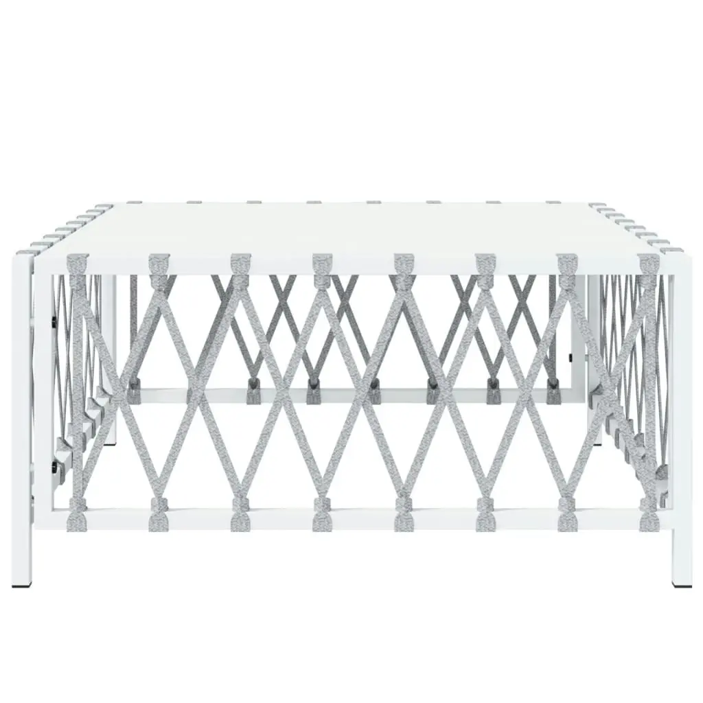 Garden Table White 70x70x34 cm Woven Fabric 364141