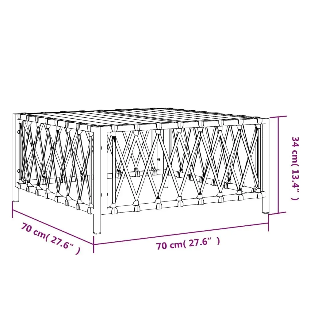 Garden Table White 70x70x34 cm Woven Fabric 364141