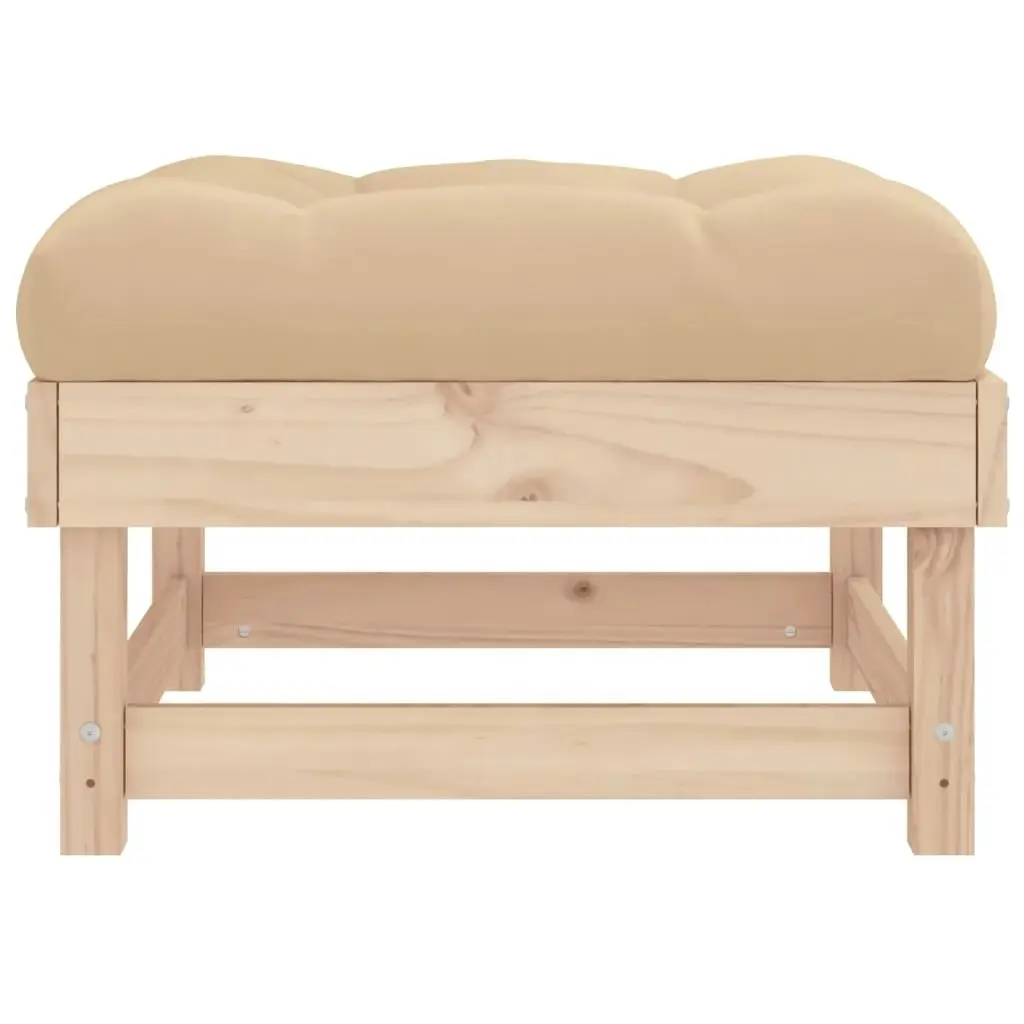 Garden Footstool with Cushion Solid Wood Pine 825436