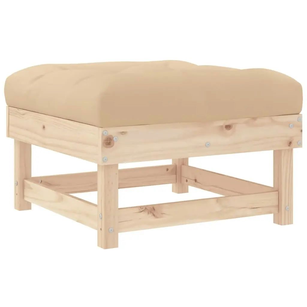 Garden Footstool with Cushion Solid Wood Pine 825436