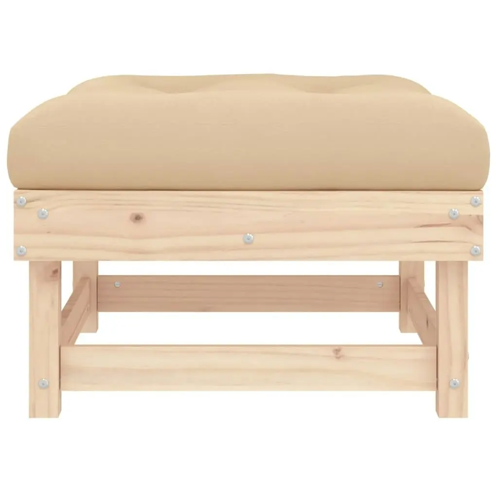 Garden Footstool with Cushion Solid Wood Pine 825436