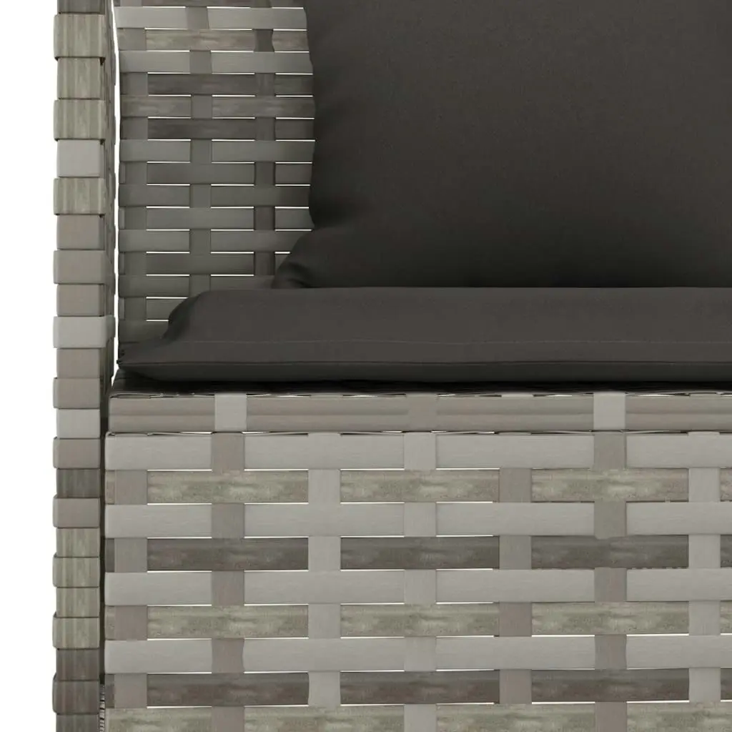 L-shaped Garden Sofa with Cushions Grey Poly Rattan 362337