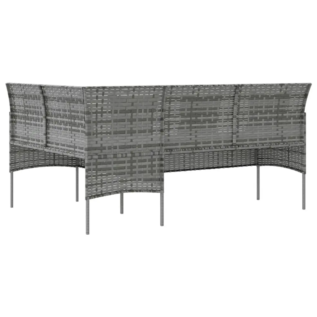 L-shaped Couch Sofa with Cushions Poly Rattan Grey 318585