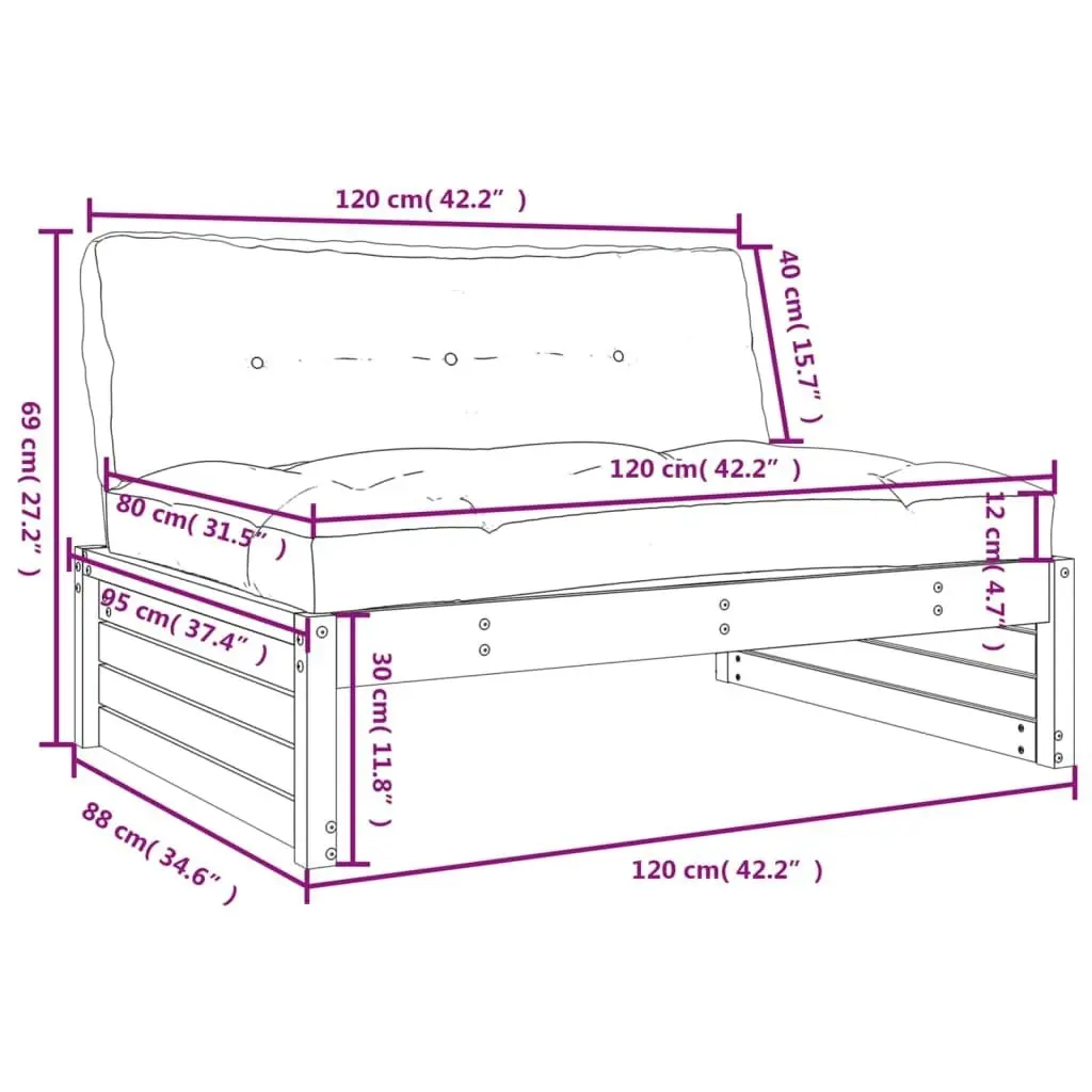 Middle Sofa 120x80 cm Solid Wood Douglas 825763