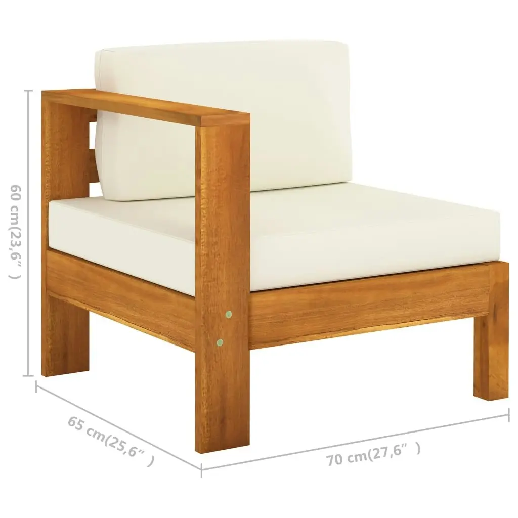 Middle Sofa with 1 Armrest Cream White Solid Acacia Wood 310640