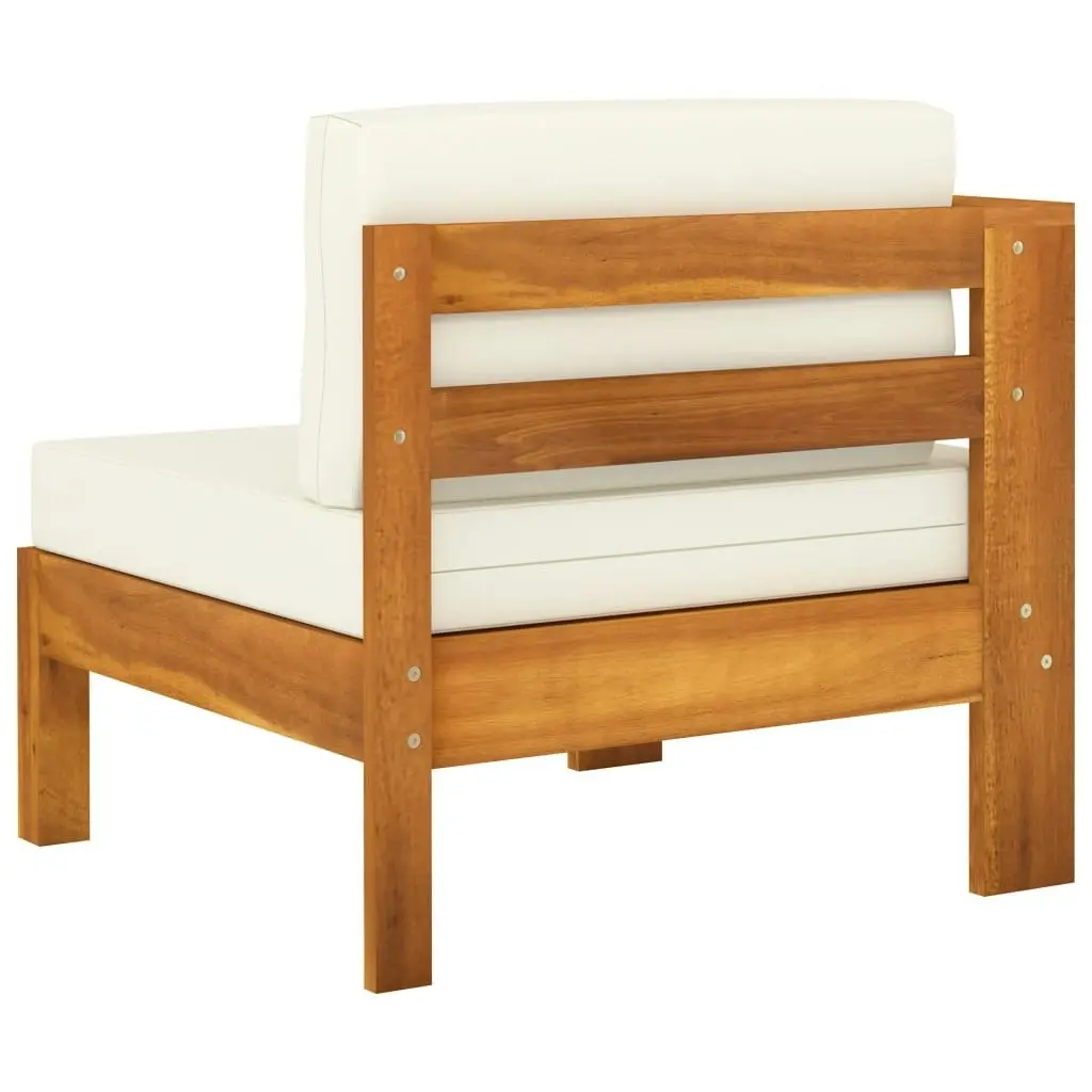 Middle Sofa with 1 Armrest Cream White Solid Acacia Wood 310640