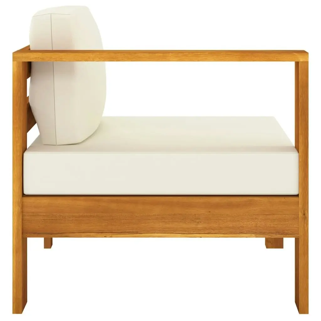 Middle Sofa with 1 Armrest Cream White Solid Acacia Wood 310640