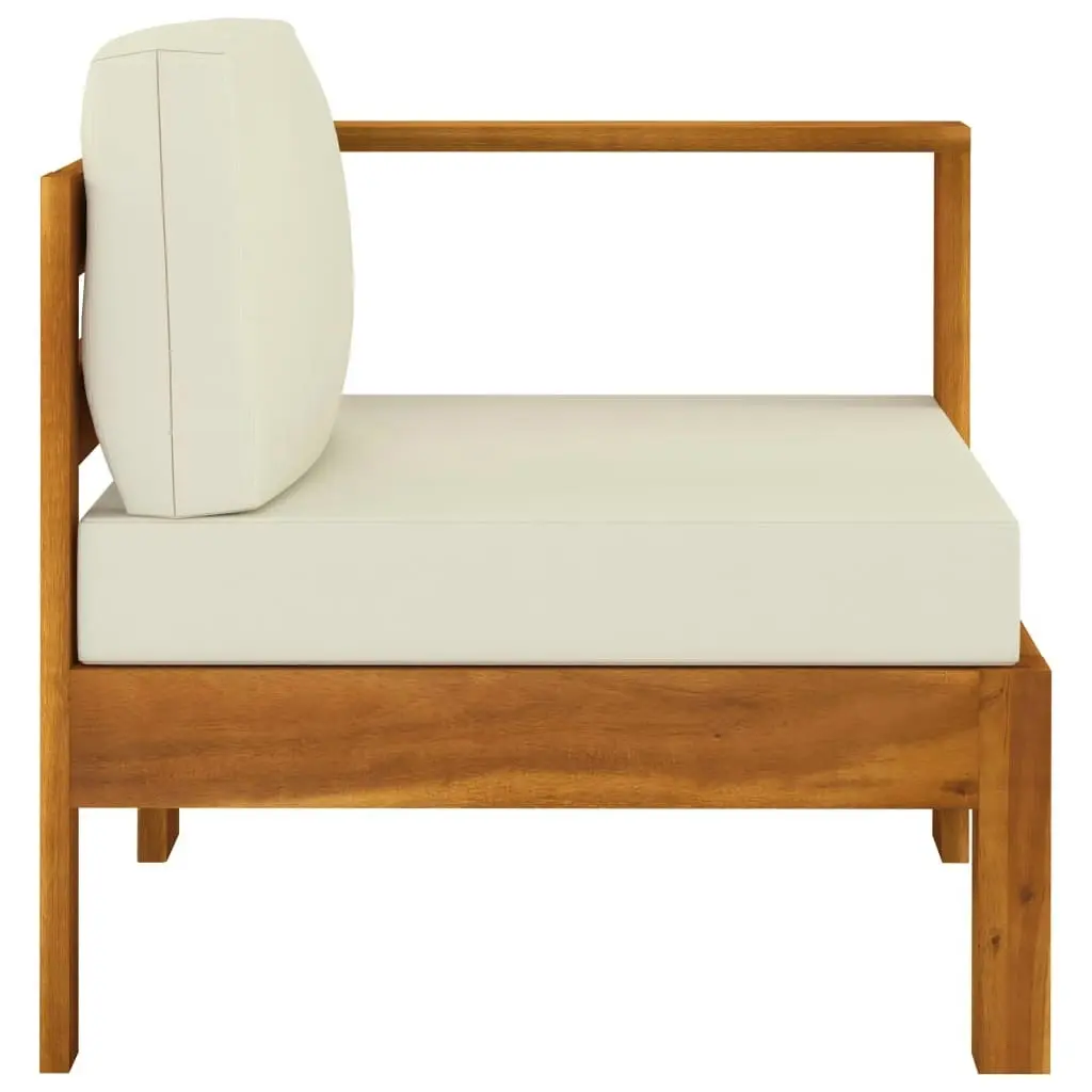 Middle Sofa with 1 Armrest Cream White Solid Acacia Wood 310642