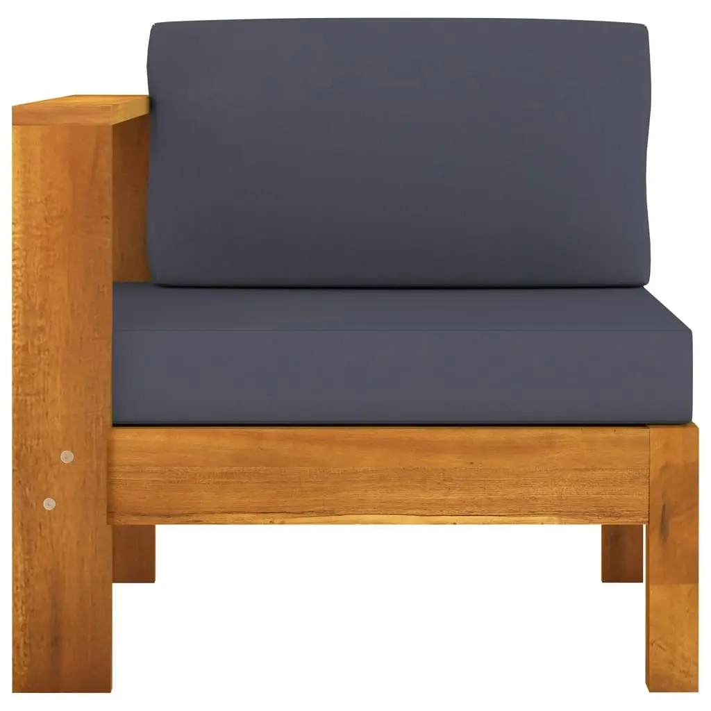 Middle Sofa with 1 Armrest Dark Grey Solid Acacia Wood 310641