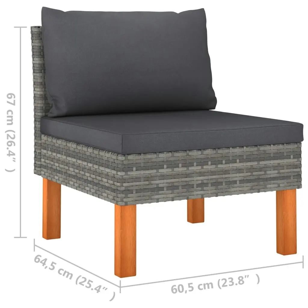 Middle Sofa Poly Rattan and Solid Eucalyptus Wood 315753