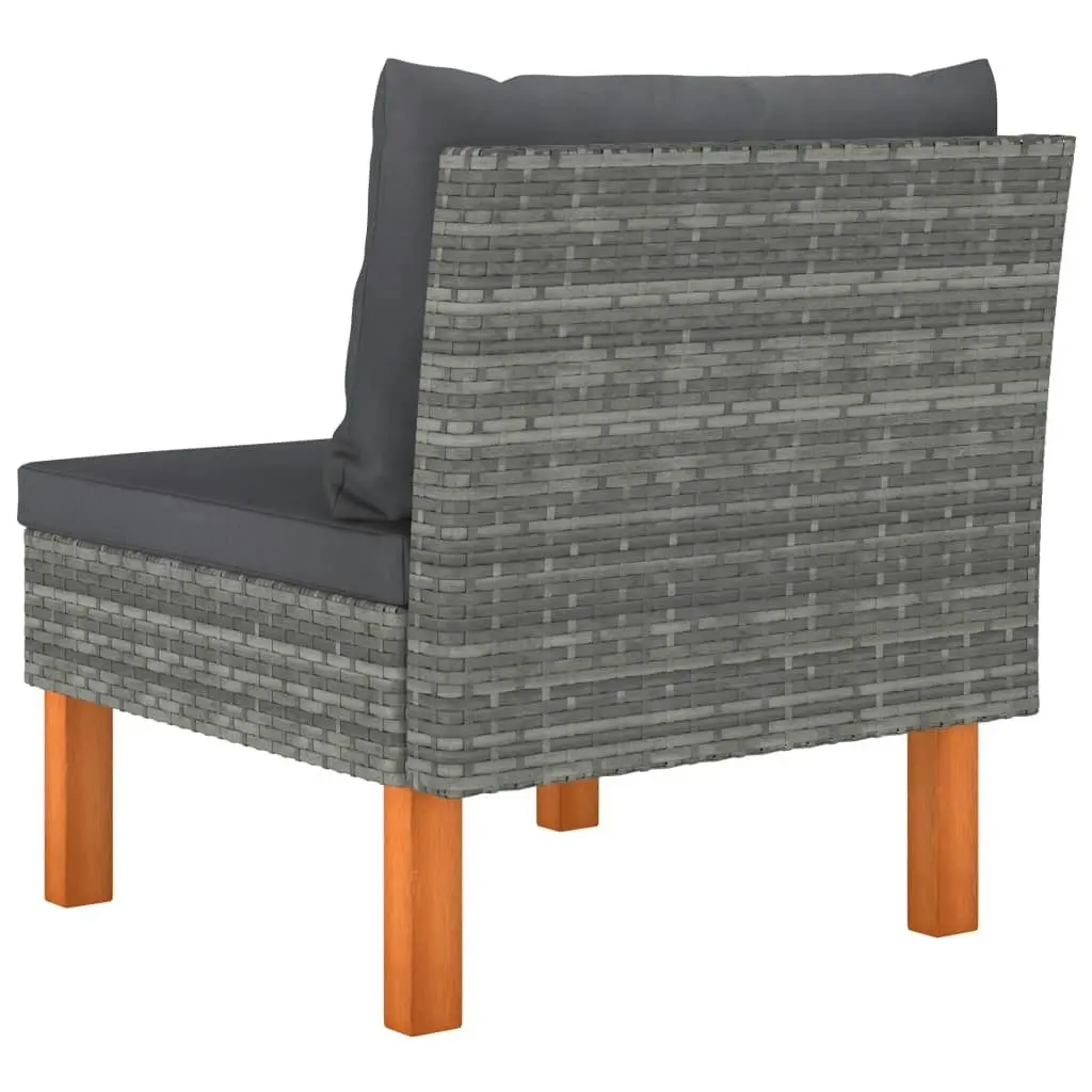 Middle Sofa Poly Rattan and Solid Eucalyptus Wood 315753