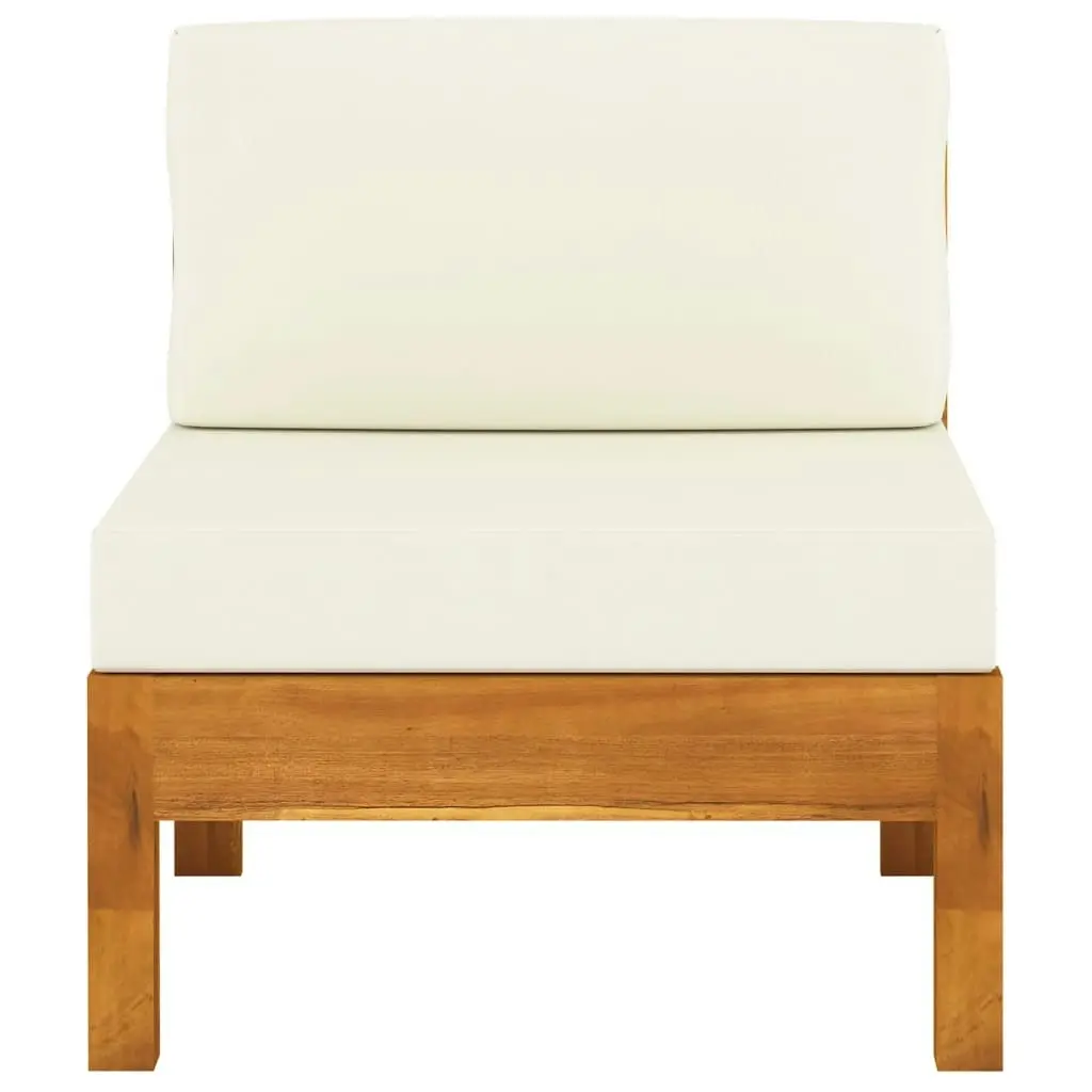 Middle Sofa with Cream White Cushions Solid Acacia Wood 310646