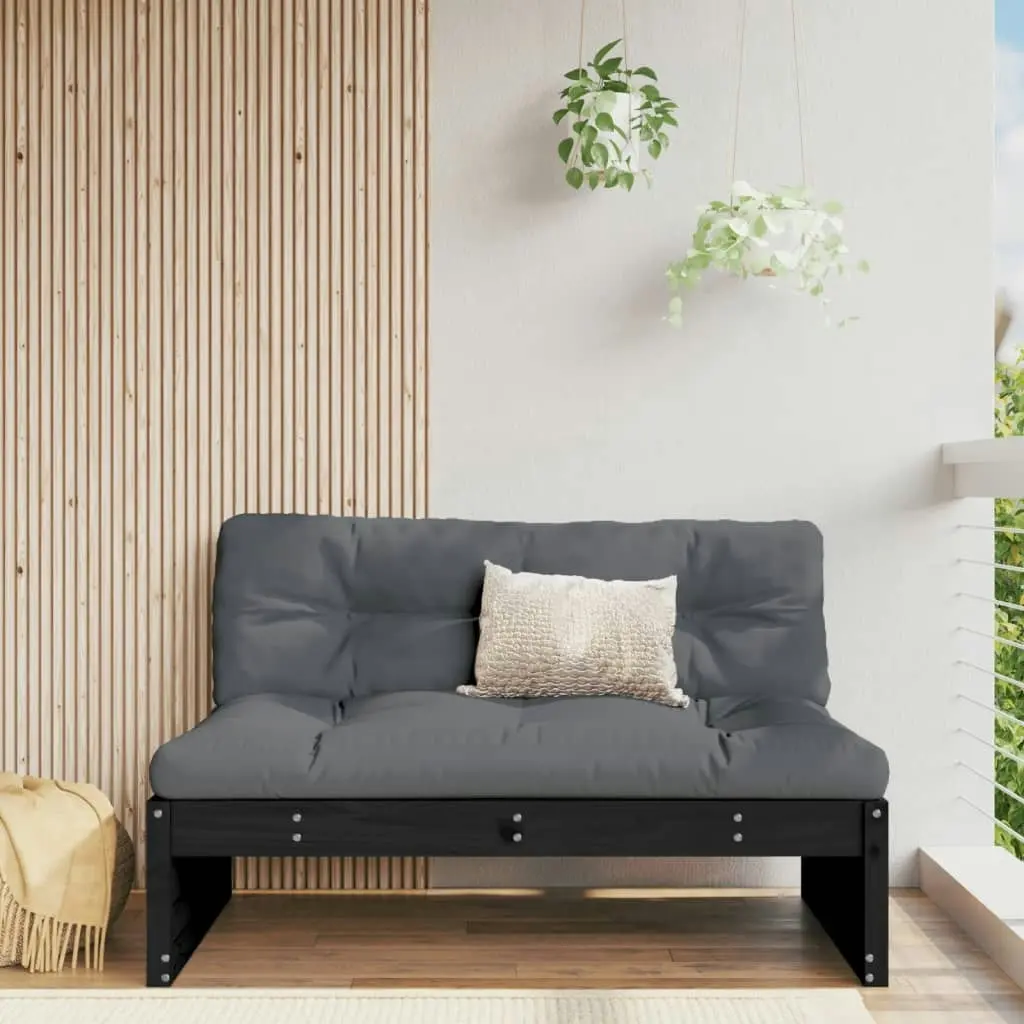 Middle Sofa Black 120x80 cm Solid Wood Pine 825762